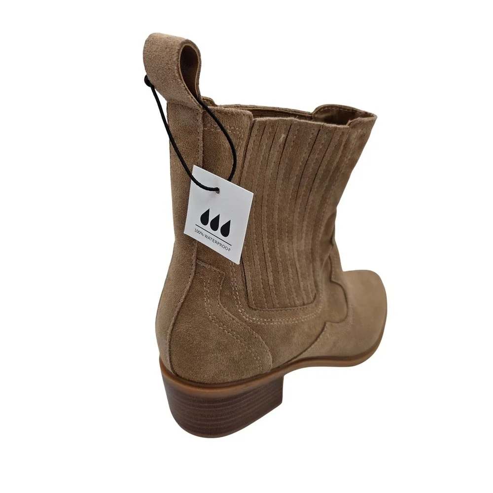 Dolce Vita Womens Senna Waterproof Suede Tan ankle boot sz 11